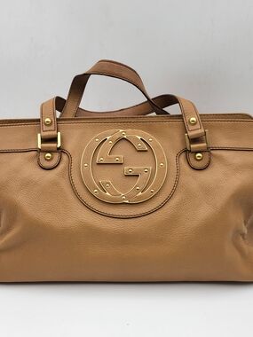 Gucci Blondie Foal-Effect Calfskin Leather Handbag, Authentic..